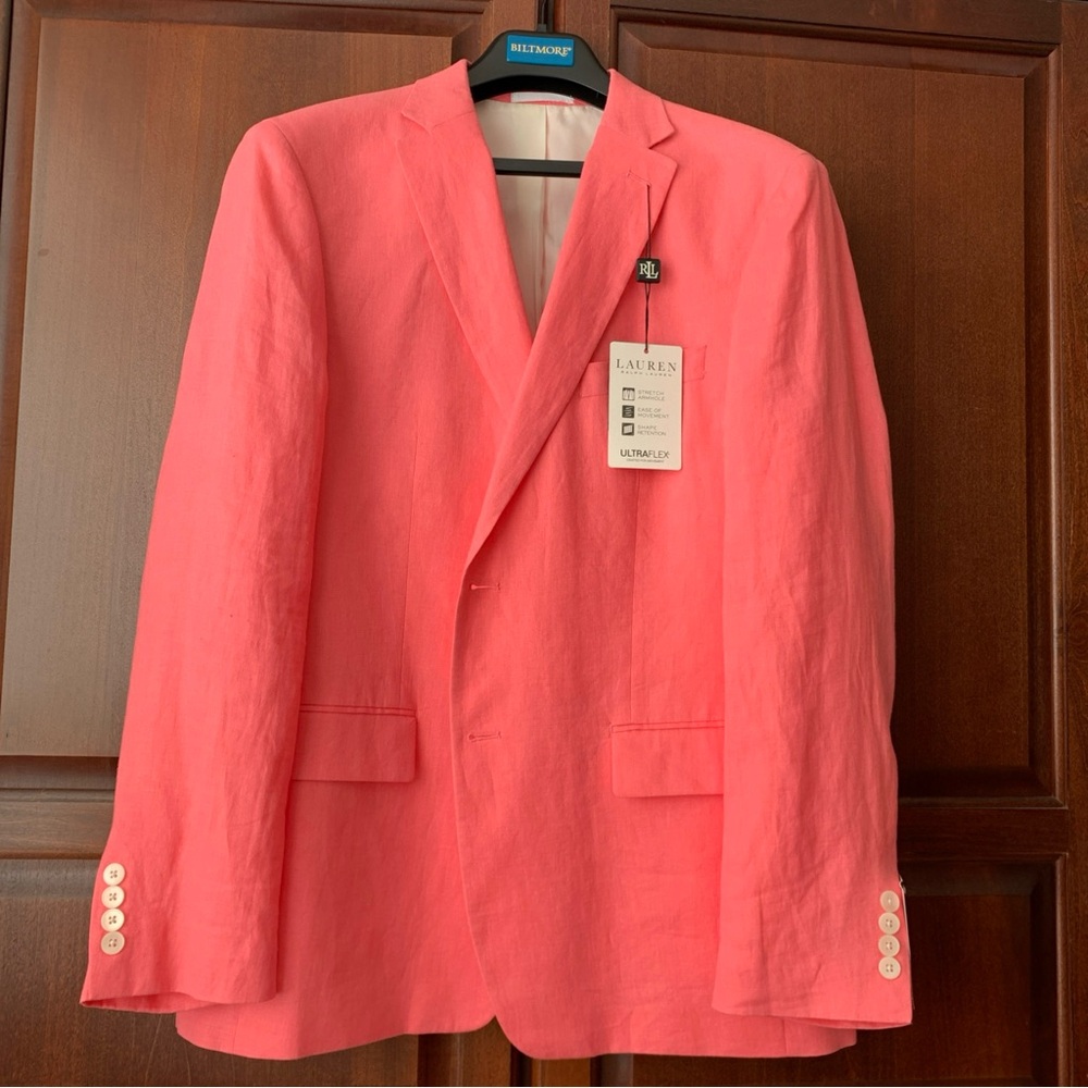 Lauren Ralph Lauren Lassiter Bright Pink Linen Jacket Size MEN’S 41 REG